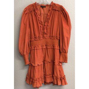 House of Harlow 1960 Nicole Richie Corduroy V-Neck Dress Burnt Orange Large